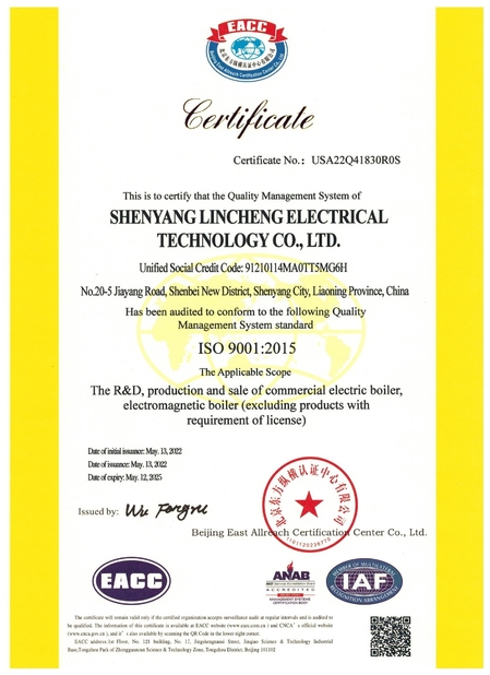 चीन shenyang lincheng Technology Co., Ltd प्रमाणपत्र